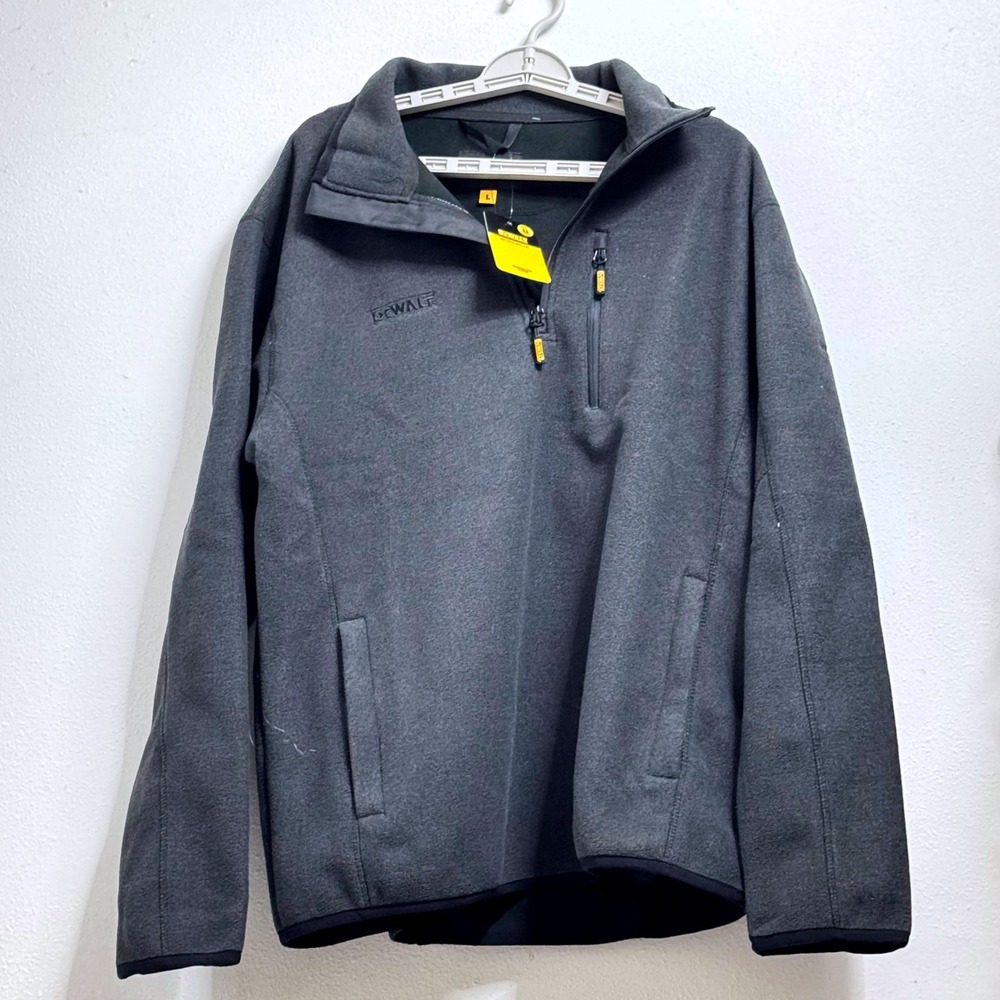 DEWALT‎ Mid Layer Fleece Pullover Large Gray 1/4 Zip Workwear DXWW50010 NWT